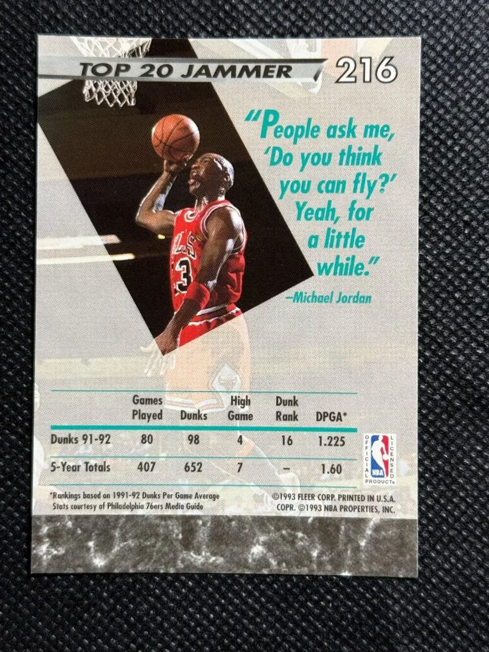 1992-93 Fleer Ultra #216 Michael Jordan Chicago Bulls HOF